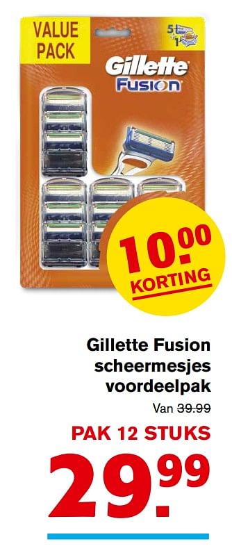 Aanbiedingen Gillette fusion scheermesjes voordeelpak - Gillette - Geldig van 08/11/2017 tot 14/11/2017 bij Hoogvliet
