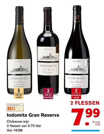 Aanbiedingen Indomita gran reserva - Witte wijnen - Geldig van 08/11/2017 tot 14/11/2017 bij Hoogvliet