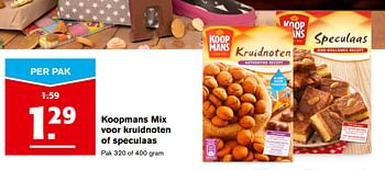 Aanbiedingen Koopmans mix voor kruidnoten of speculaas - Koopmans - Geldig van 08/11/2017 tot 14/11/2017 bij Hoogvliet