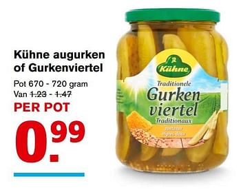 Aanbiedingen Kühne augurken of gurkenviertel - Kühne - Geldig van 08/11/2017 tot 14/11/2017 bij Hoogvliet
