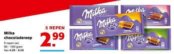 Aanbiedingen Milka chocoladereep - Milka - Geldig van 08/11/2017 tot 14/11/2017 bij Hoogvliet