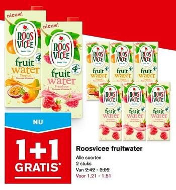 Aanbiedingen Roosvicee fruitwater - Roosvicee - Geldig van 08/11/2017 tot 14/11/2017 bij Hoogvliet