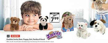 Aanbiedingen Zookiez junior beer, puppy, kat, panda of hond - Zookiez - Geldig van 23/10/2017 tot 05/12/2017 bij Top1Toys