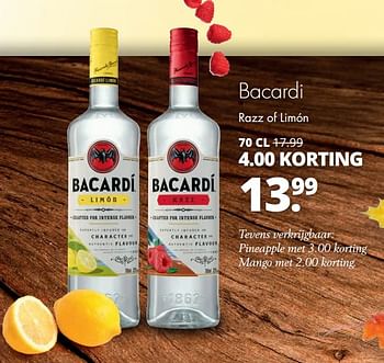 Aanbiedingen Bacardi razz of limón - Bacardi - Geldig van 06/11/2017 tot 18/11/2017 bij Mitra