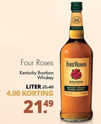 Aanbiedingen Four roses kentucky bourbon whiskey - Four Roses - Geldig van 06/11/2017 tot 18/11/2017 bij Mitra