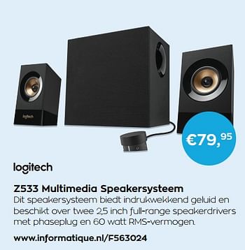 Aanbiedingen Logitech z533 multimedia speakersysteem - Logitech - Geldig van 01/11/2017 tot 30/11/2017 bij Informatique
