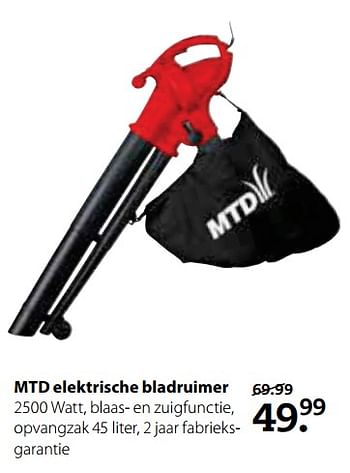 Aanbiedingen Mtd elektrische bladruimer - MTD - Geldig van 06/11/2017 tot 19/11/2017 bij Boerenbond