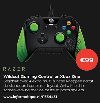 Aanbiedingen Razer wildcat gaming controller xbox one - Razer - Geldig van 01/11/2017 tot 30/11/2017 bij Informatique