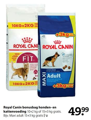 Aanbiedingen Royal canin bonusbag honden- en kattenvoeding - Royal Canin - Geldig van 06/11/2017 tot 19/11/2017 bij Boerenbond