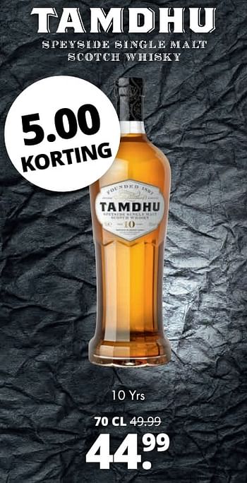 Aanbiedingen Tamdhu speyside single malt scotch whisky - Tamdhu - Geldig van 06/11/2017 tot 18/11/2017 bij Mitra