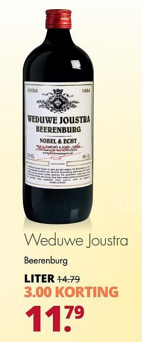 Aanbiedingen Weduwe joustra beerenburg - Weduwe Joustra - Geldig van 06/11/2017 tot 18/11/2017 bij Mitra