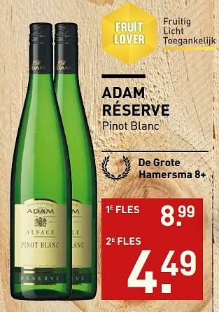 Aanbiedingen Adam réserve pinot blanc - Witte wijnen - Geldig van 06/11/2017 tot 19/11/2017 bij Gall & Gall