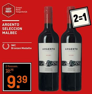 Aanbiedingen Argento seleccion malbec - Rode wijnen - Geldig van 06/11/2017 tot 19/11/2017 bij Gall & Gall