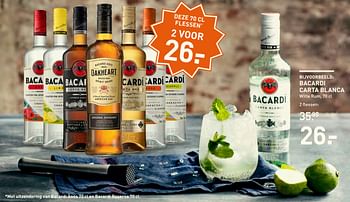 Aanbiedingen Bacardi carta blanca witte rum - Bacardi - Geldig van 06/11/2017 tot 19/11/2017 bij Gall & Gall