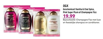 Aanbiedingen Champagne fizz met luxe en feestelijke shampoo en conditioner. - OGX - Geldig van 06/11/2017 tot 14/11/2017 bij D.I.O. Drogist