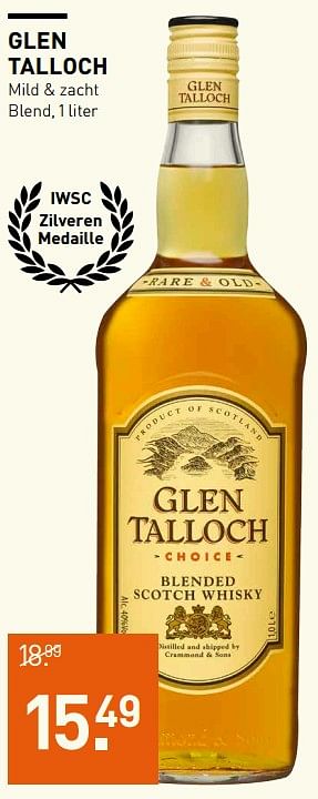 Aanbiedingen Glen talloch mild + zacht blend - Glen Talloch - Geldig van 06/11/2017 tot 19/11/2017 bij Gall & Gall