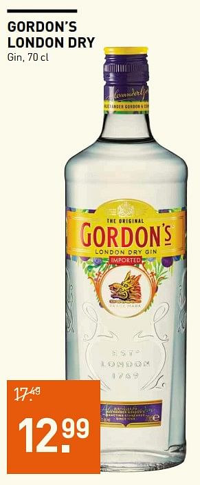 Aanbiedingen Gordon`s london dry gin - London - Geldig van 06/11/2017 tot 19/11/2017 bij Gall & Gall