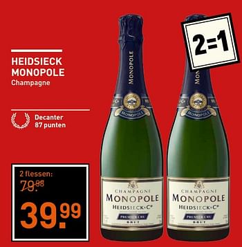Aanbiedingen Heidsieck monopole - Champagne - Geldig van 06/11/2017 tot 19/11/2017 bij Gall & Gall