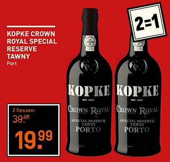 Aanbiedingen Kopke crown royal special reserve tawny - Kopke - Geldig van 06/11/2017 tot 19/11/2017 bij Gall & Gall