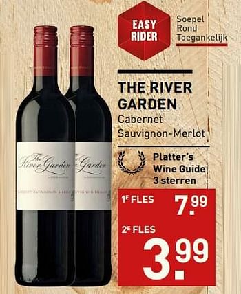 Aanbiedingen The river garden cabernet sauvignon merlot - Rode wijnen - Geldig van 06/11/2017 tot 19/11/2017 bij Gall & Gall