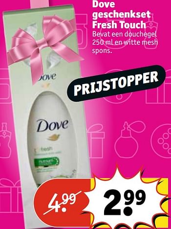 Aanbiedingen Dove geschenkset fresh touch - Dove - Geldig van 07/11/2017 tot 19/11/2017 bij Kruidvat