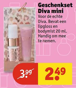 Aanbiedingen Geschenkset diva mini - Huismerk - Kruidvat - Geldig van 07/11/2017 tot 19/11/2017 bij Kruidvat