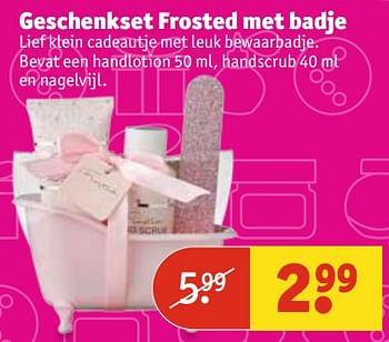 Aanbiedingen Geschenkset frosted met badje - Huismerk - Kruidvat - Geldig van 07/11/2017 tot 19/11/2017 bij Kruidvat