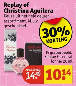 Aanbiedingen Replay of christina aguilera - Huismerk - Kruidvat - Geldig van 07/11/2017 tot 19/11/2017 bij Kruidvat