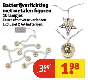 Aanbiedingen Batterijverlichting met metalen figuren 10 lampjes - Huismerk - Kruidvat - Geldig van 07/11/2017 tot 19/11/2017 bij Kruidvat