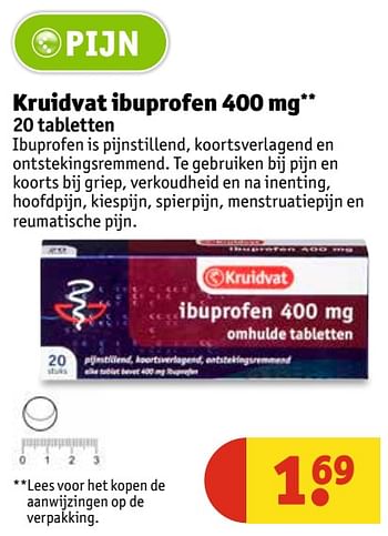 Aanbiedingen Kruidvat ibuprofen 400 mg - Huismerk - Kruidvat - Geldig van 07/11/2017 tot 19/11/2017 bij Kruidvat