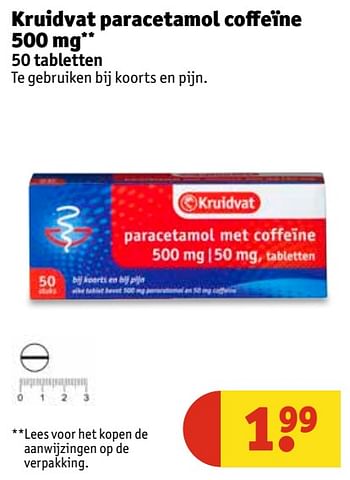 Aanbiedingen Kruidvat paracetamol coffeïne 500 mg - Huismerk - Kruidvat - Geldig van 07/11/2017 tot 19/11/2017 bij Kruidvat