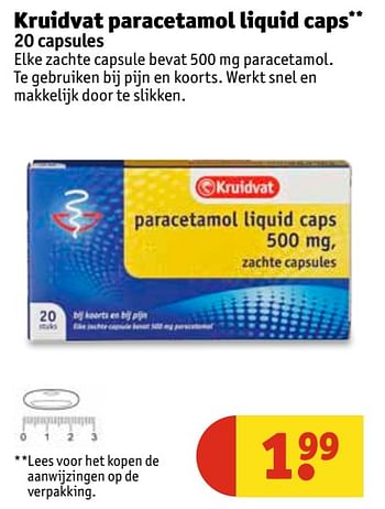 Aanbiedingen Kruidvat paracetamol liquid caps - Huismerk - Kruidvat - Geldig van 07/11/2017 tot 19/11/2017 bij Kruidvat
