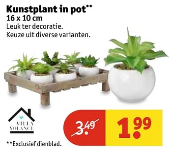 Aanbiedingen Kunstplant in pot - Villa Volance - Geldig van 07/11/2017 tot 19/11/2017 bij Kruidvat