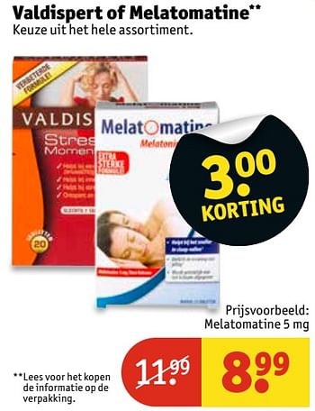 Aanbiedingen Melatomatine 5 mg - Melatomatine - Geldig van 07/11/2017 tot 19/11/2017 bij Kruidvat