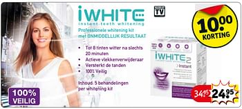 Aanbiedingen Professionele whitening kit met onmiddellijk resultaat - IWHITE - Geldig van 07/11/2017 tot 19/11/2017 bij Kruidvat