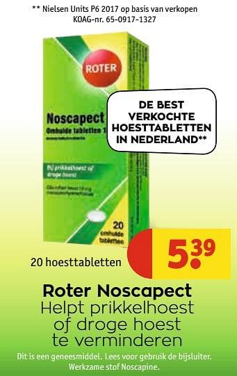 Aanbiedingen Roter noscapect helpt prikkelhoest of droge hoest te verminderen - Roter - Geldig van 07/11/2017 tot 19/11/2017 bij Kruidvat