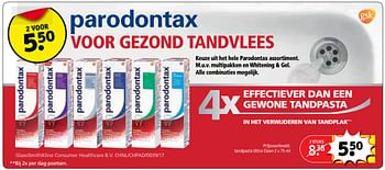 Aanbiedingen Tandpasta ultra clean - Parodontax - Geldig van 07/11/2017 tot 19/11/2017 bij Kruidvat