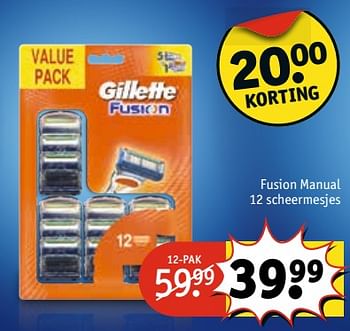 Aanbiedingen Fusion manual 12 scheermesjes - Gillette - Geldig van 07/11/2017 tot 19/11/2017 bij Kruidvat