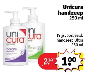 Aanbiedingen Unicura handzeep - Unicura - Geldig van 07/11/2017 tot 19/11/2017 bij Kruidvat