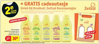 Aanbiedingen Wasgel koosnaampje en shampoo + gratis cadeautasje - Zwitsal - Geldig van 07/11/2017 tot 19/11/2017 bij Kruidvat