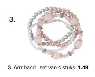 Aanbiedingen Armband set van 4 stuks - Huismerk - Zeeman  - Geldig van 11/11/2017 tot 18/11/2017 bij Zeeman