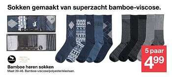 Aanbiedingen Bamboe heren sokken - Huismerk - Zeeman  - Geldig van 11/11/2017 tot 18/11/2017 bij Zeeman