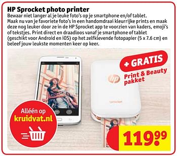 Aanbiedingen Hp sprocket photo printer - HP - Geldig van 07/11/2017 tot 19/11/2017 bij Kruidvat