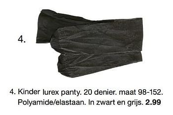 Aanbiedingen Kinder lurex panty in zwart en grijs - Huismerk - Zeeman  - Geldig van 11/11/2017 tot 18/11/2017 bij Zeeman