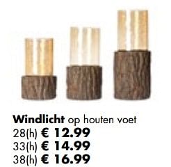 Aanbiedingen Windlicht op houten voet - Huismerk - Multi Bazar - Geldig van 06/11/2017 tot 25/12/2017 bij Multi Bazar