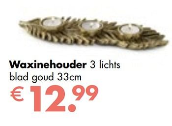 Aanbiedingen Waxinehouder 3 lichts blad goud - Huismerk - Multi Bazar - Geldig van 06/11/2017 tot 25/12/2017 bij Multi Bazar