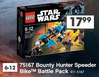 Aanbiedingen 75167 bounty hunter speeder bike battle pack - Lego - Geldig van 23/10/2017 tot 05/12/2017 bij Top1Toys