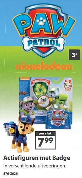 Aanbiedingen Actiefiguren met badge - Nickelodeon - Geldig van 23/10/2017 tot 05/12/2017 bij Top1Toys