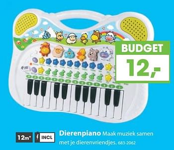 Aanbiedingen Dierenpiano maak muziek samen met je dierenvriendjes - Huismerk - Top1Toys - Geldig van 23/10/2017 tot 05/12/2017 bij Top1Toys