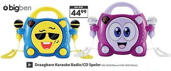 Aanbiedingen Draagbare karaoke radio-cd speler - BIGben - Geldig van 23/10/2017 tot 05/12/2017 bij Top1Toys